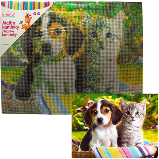 Pittura diamantata – cane e gatto 40 × 50 cm