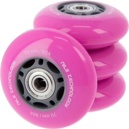 Ruote in PU con cuscinetti per pattini in linea NILS EXTREME 70 mm 82A rosa
