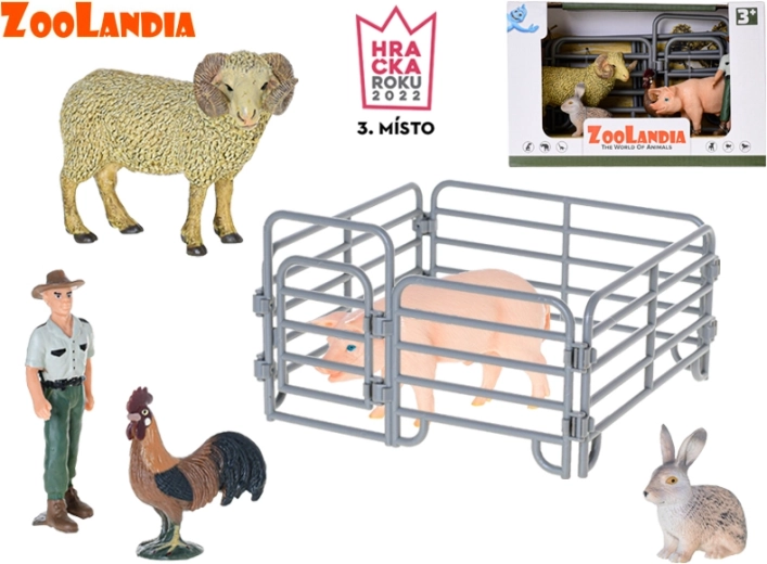 Zoolandia – ariete e maiale con accessori, set di figurine per la fattoria