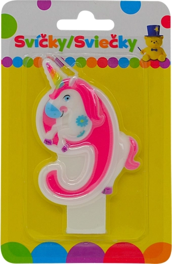 Candela di compleanno con unicorno – numero 9