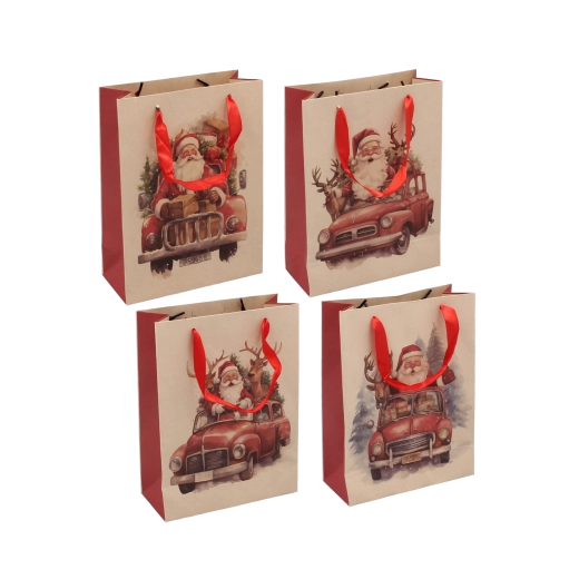 Borsa regalo natalizia con motivo di San Nicola 18 × 24 × 8 cm (12 pz)