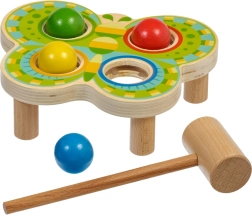 Martello di legno a forma di farfalla con 4 palline colorate