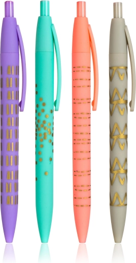 Set di penne a sfera stampate assortite, mix 4 pz