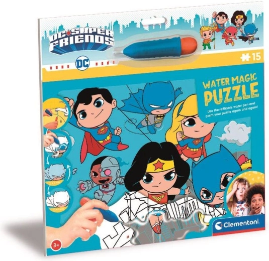 Clementoni Puzzle con Pittura ad Acqua: DC Super Friends 15 Pezzi
