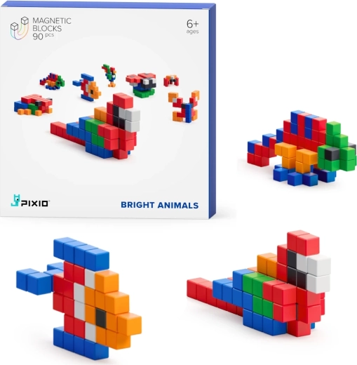 Costruzioni magnetiche PIXIO Bright Animals – animali, 90 pezzi, 6+