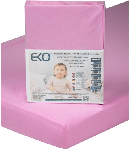 Lenzuolo con angoli EKO con elastico in jersey rosa 120 × 60 cm
