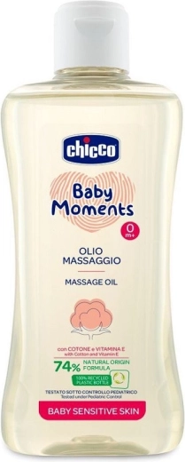 Chicco olio da massaggio per crosta lattea con cotone e vitamina E, Baby Moments Sensitive 200 ml