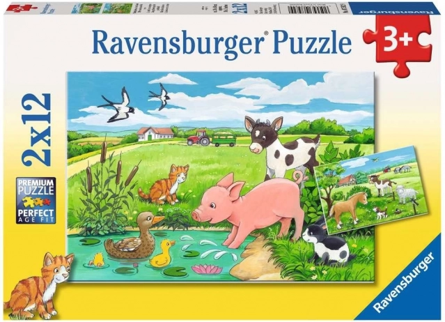 Puzzle Ravensburger Cuccioli di animali 2×12 pezzi