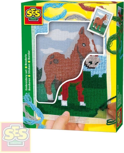 SES Creative kit da ricamo con tela cavallo