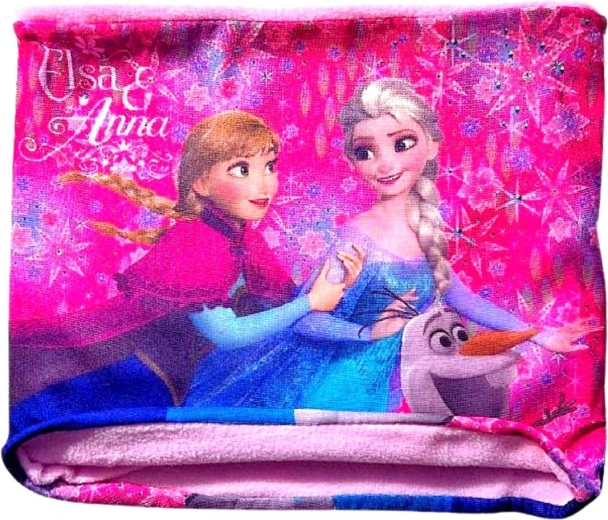 Scaldacollo rosa per bambini Frozen con Elsa, Anna e Olaf