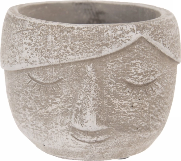 Vaso decorativo in cemento a forma di testa, grigio, 12 × 12 × 9 cm