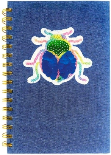 Taccuino spiralato A5 con applicazione di paillettes a forma di insetto - 1 pezzo