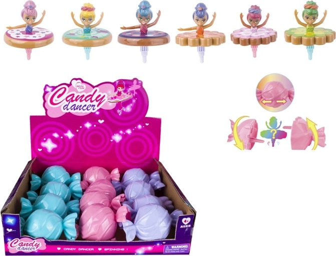 Bambola ballerina che gira come una trottola in confezione regalo a forma di caramella