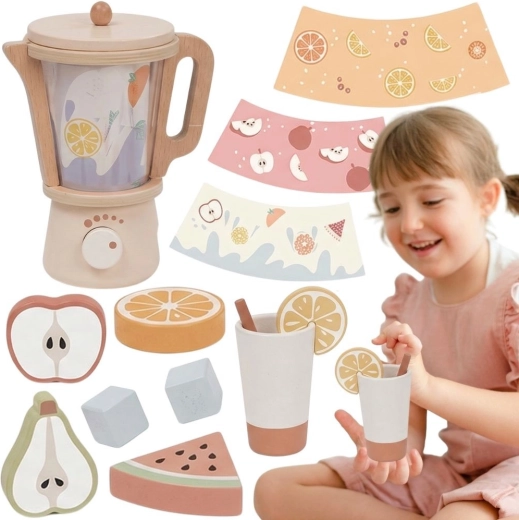 Tooky Toy frullatore in legno per bambini con accessori (18 pezzi)