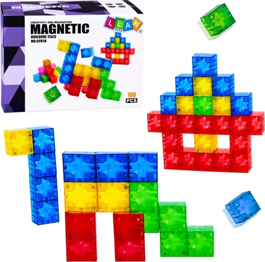Blocchi da costruzione magnetici – cubi magnetici colorati 3D (160 pezzi)