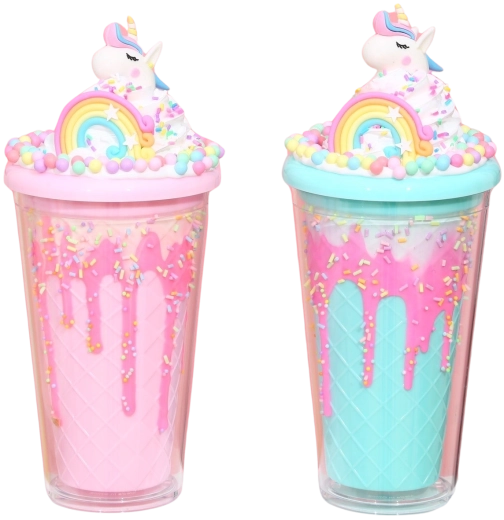 Bicchiere con coperchio e cannuccia Unicorno Arcobaleno 480 ml – più colori