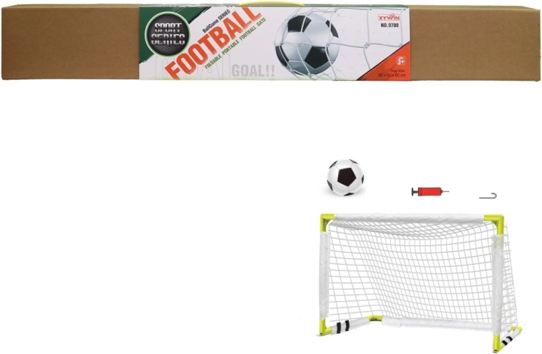 Porta da calcio con pallone e pompa