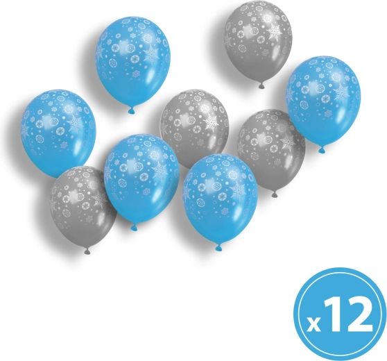 Set di palloncini natalizi blu e argento, 12 pezzi