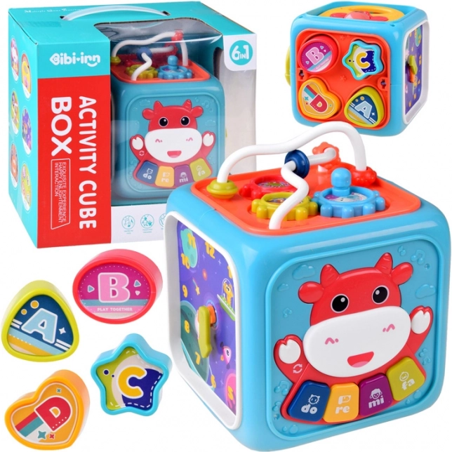 Cubo educativo interattivo 6 in 1 con pianolino, labirinto e shape sorter