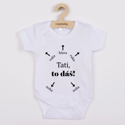 Body per bambini con stampa New Baby Papà, ce la farai! – manica corta