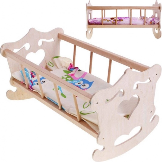 Culla in legno per bambola 50 cm + biancheria ZA2021