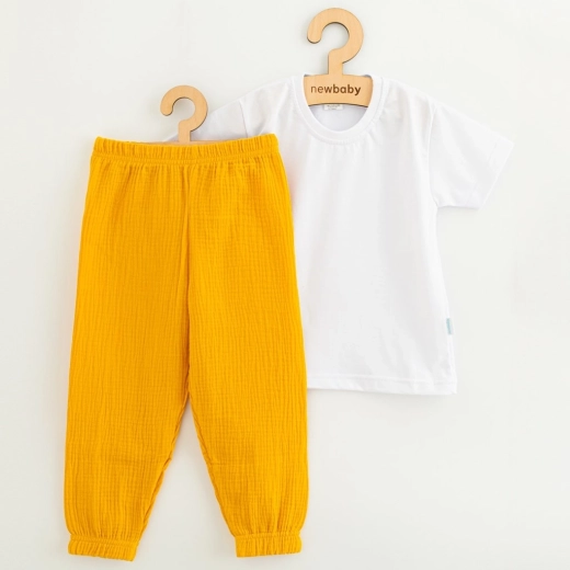 Completo per bambini in cotone con maglietta e pantaloni in mussola New Baby Kindergarten toffee
