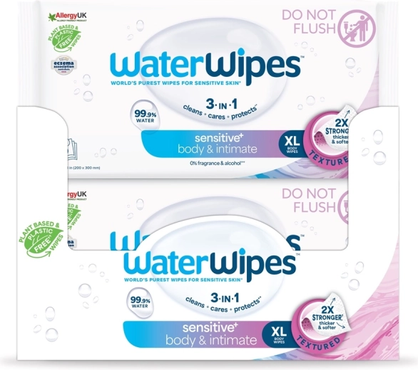 WaterWipes Sensitive+ salviette umidificate per il corpo e le parti intime 30 pz - 12 confezioni