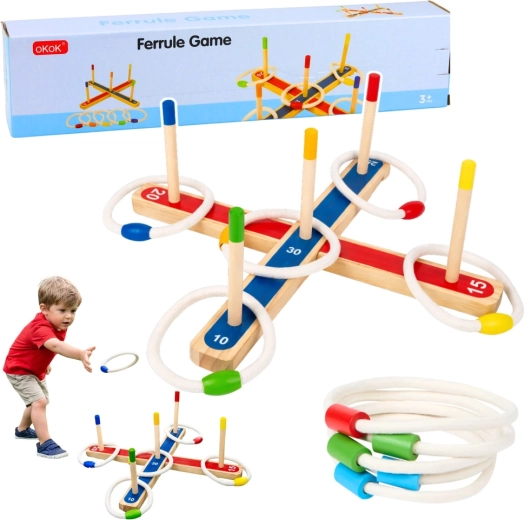 Gioco da lancio ad anelli in legno per tutta la famiglia con punteggio