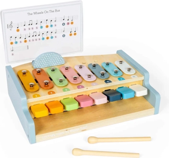 Bigjigs Toys pianoforte e xilofono in legno 2 in 1 per bambini