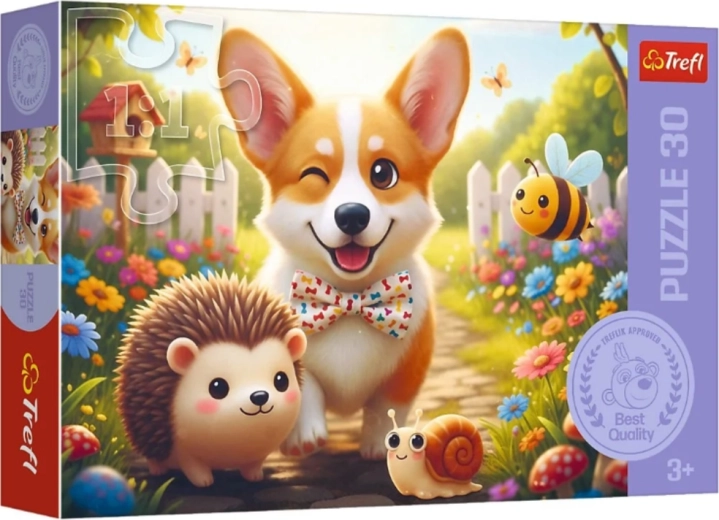 Puzzle 30 pezzi – Una giornata con il corgi – Trefl
