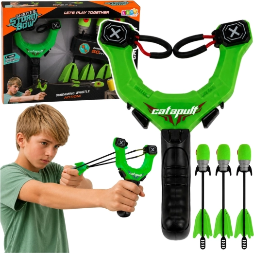 Fionda sportiva con frecce in schiuma fischianti verde