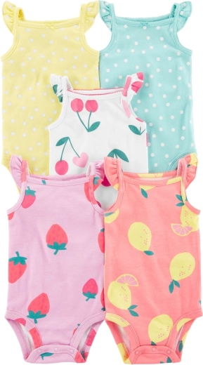 Body bimba Carter's a spalline con pois e frutta, 5 pezzi (taglia 56)