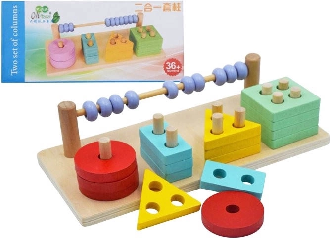 Gioco motorico in legno con forme e abaco