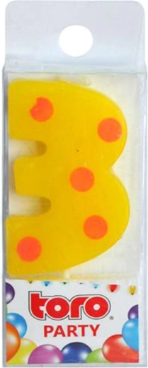 Candela per torta numero 3 TORO, da infilzare, 4,5 cm