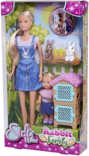 Bambola Steffi e Evička con la Famiglia di Coniglietti