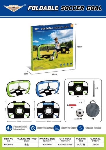 Porta da calcio pieghevole 2in1 con rete da allenamento per la precisione del tiro e accessori - 1 pezzo
