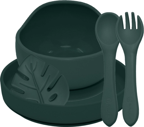 Set pappa in silicone Petite&Mars take&match 4 pz misty green 6m+