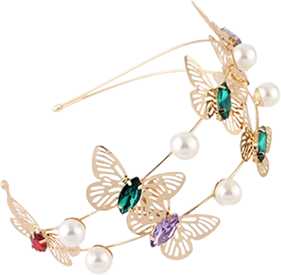 Cerchietto rosa doppio Farfalla con gemme