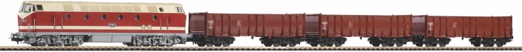 Set di avviamento Piko H0 con locomotiva diesel BR 119 e tre carri a sponde alte