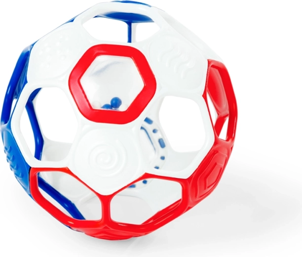 Palla sonaglino Oball Rattle Goals per neonati, rosso/bianco/blu