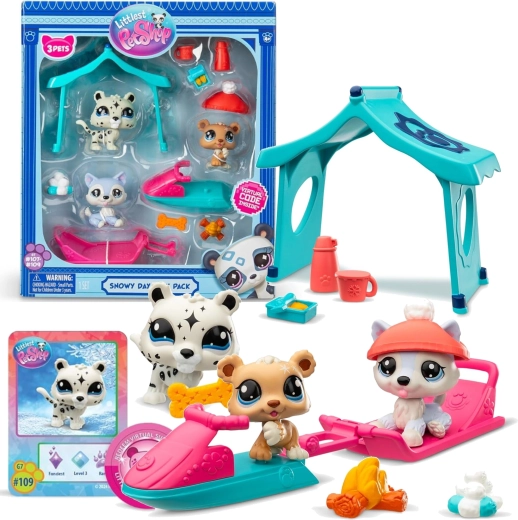 Littlest Pet Shop Snowy Day Play Pack – set di figurine e accessori