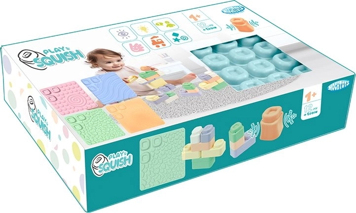 Tappetini sensoriali e 24 morbidi cubi MOCHTOYS Play & Squish