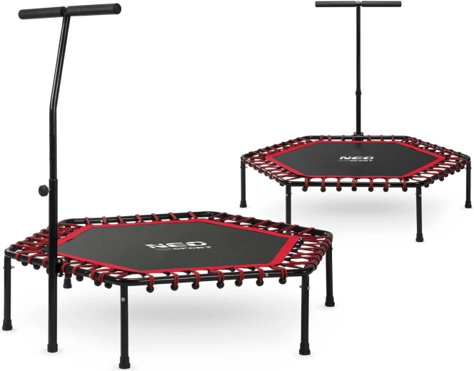 Trampolino fitness Neo-Sport con manubrio 127 cm esagonale rosso
