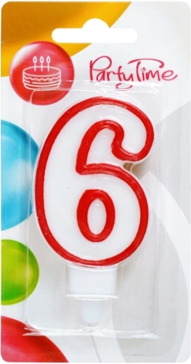 Candela di compleanno numero 6 rossa