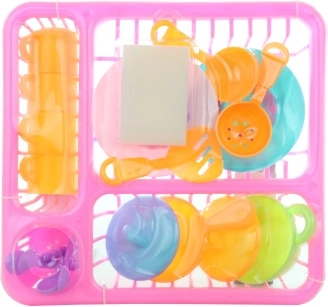 Set di stoviglie per cucina giocattolo con scolapiatti