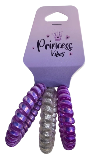 Pink set di elastici a spirale per capelli viola e argento (3 pz)