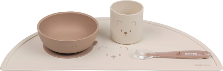 Nattou set da tavola in silicone per bambini 4 pz natural