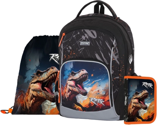 Set scolastico OXY GO Dino 3 pezzi – zaino, sacca e astuccio