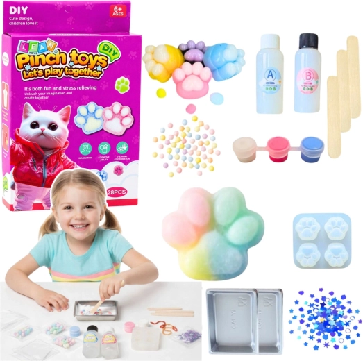 Set creativo DIY per realizzare squishy a forma di zampa di gatto, 28 pezzi
