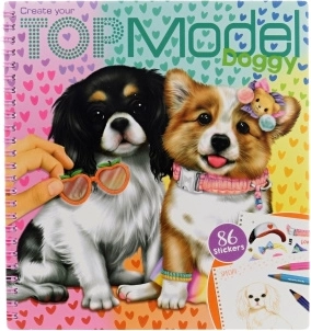 Studio di moda per cagnolini – quaderno creativo con adesivi